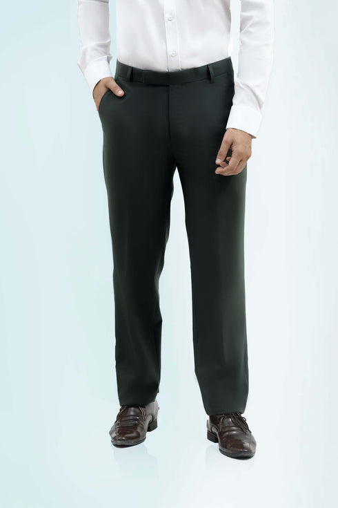 Veshbhoshaa Bluebird Men'S Olive Green Formal Trousers